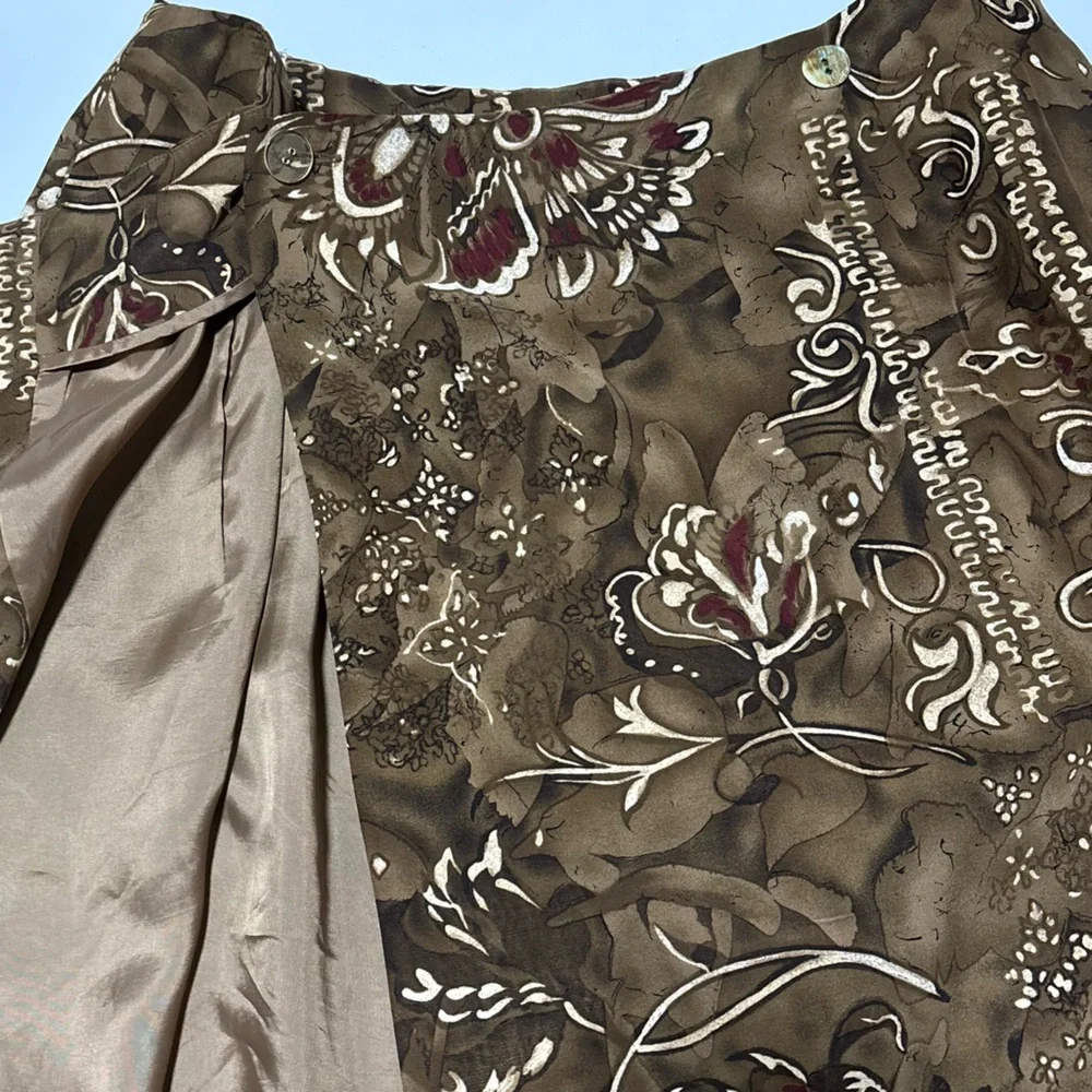 100% silk 90s boho earthy goth wrap skirt, Dana Buchman size 14 - Picture 4 of 11